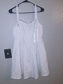 White Tank Top Dress with Flower Design