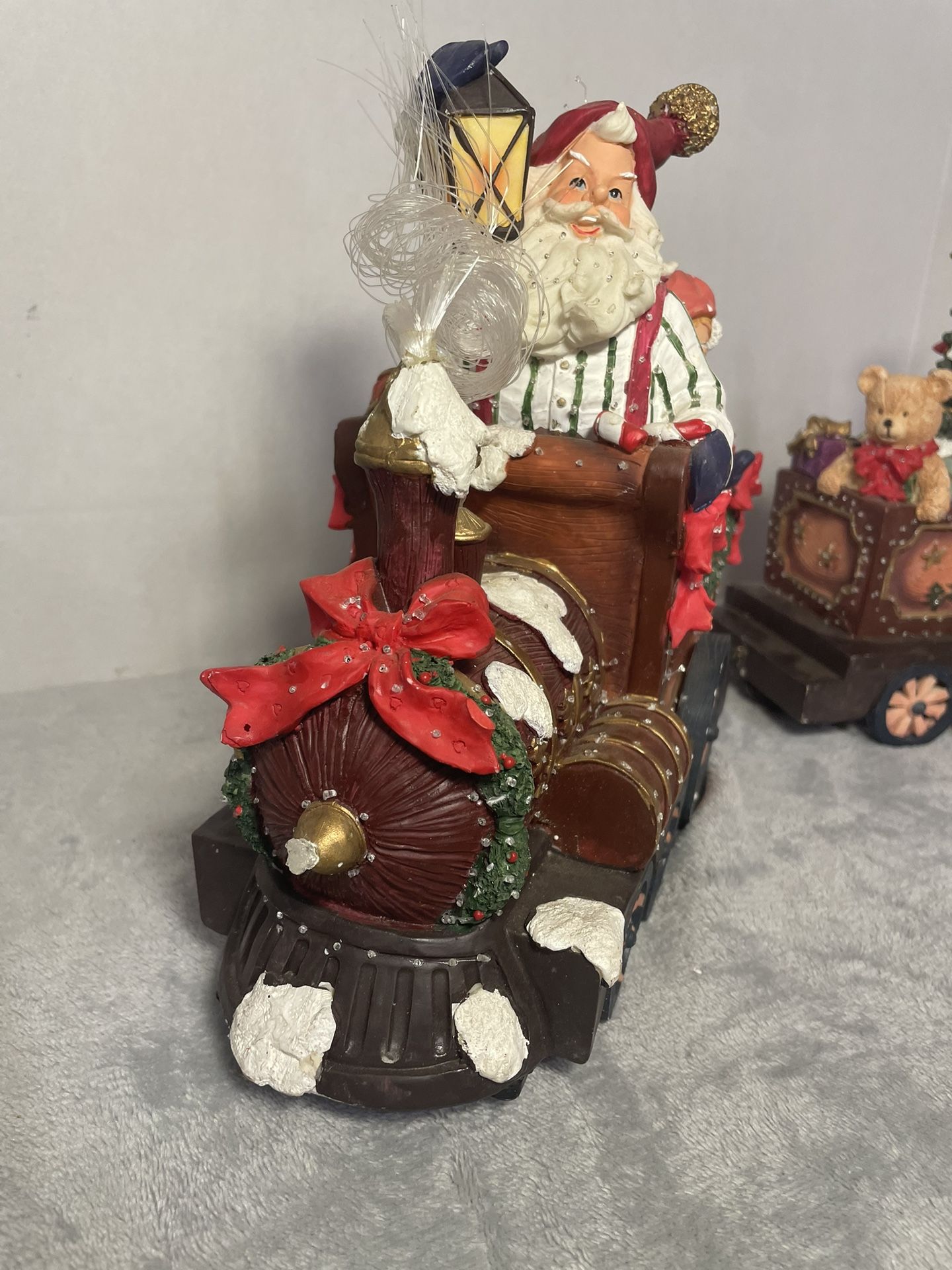 Fiber Optic Light Animated Christmas Santa's Train by Puleo Tested Works Vintage