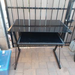 Computer Desk Metal Glass Pullout Keyboard Trey 31 X 20