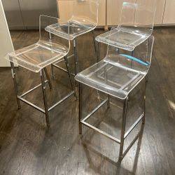 4 Acrylic Clear Bar Stools 
