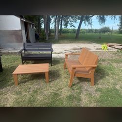 Brown bench with Table
