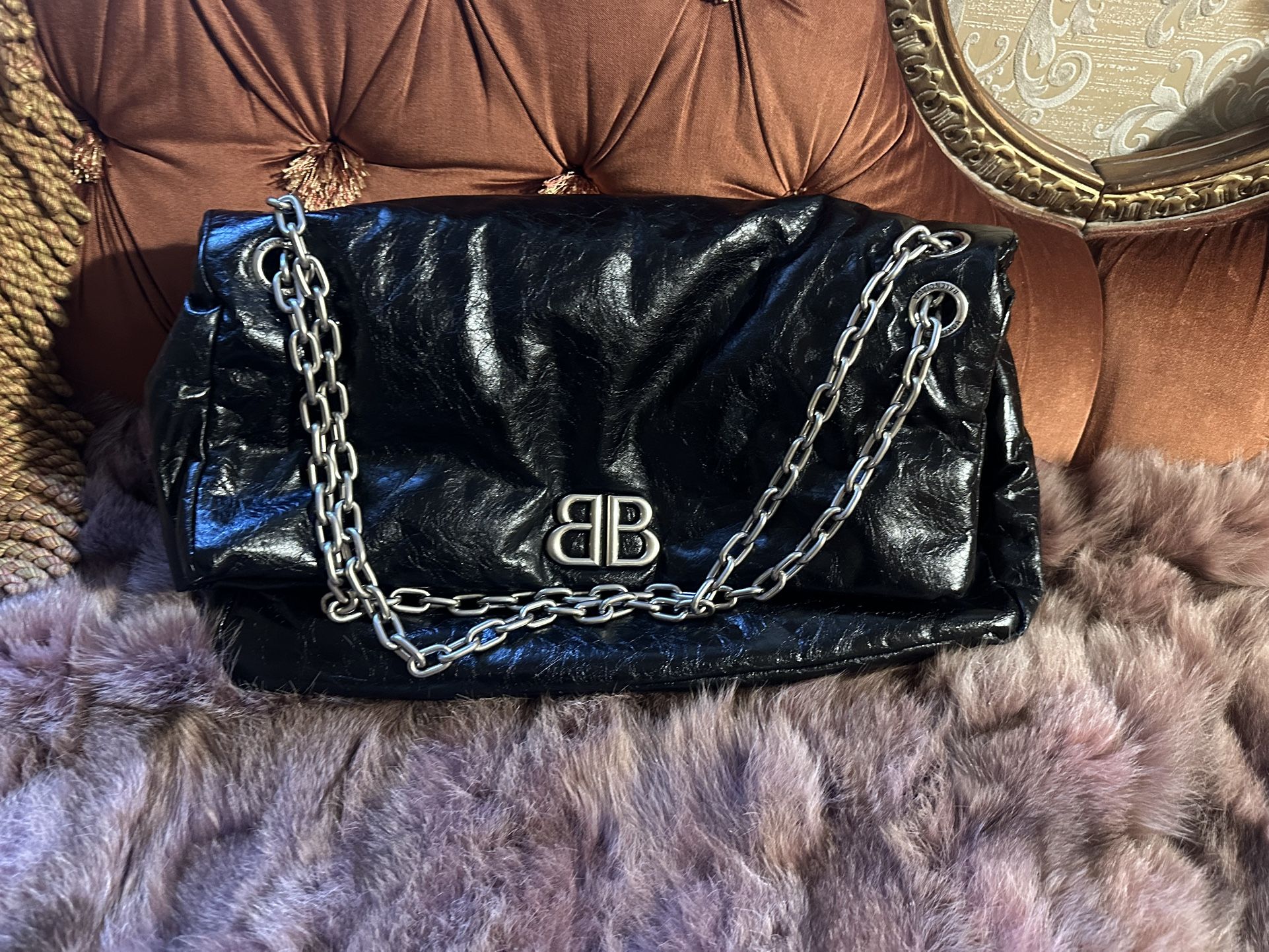 Balenciaga Monaco Patent Black  Leather Extra Large Used