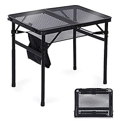 Small Black Mesh Folding Camping Table – Portable Outdoor Table with Storage