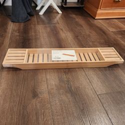 New Bathtub Tray, Shower Organizer, Bathroom Accessory, Wood Tray, Rayon from Bamboo, 27.55" L x 5.7" Wx 1.73" H, Brown