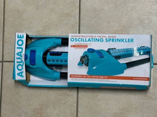 New Aqua Joe Metal Base 4973 Sq Ft Variable Width Turbo Oscillating Lawn Sprinkler