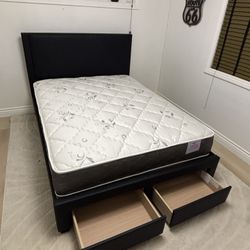 Queen Size Bed Frame With Mattress 