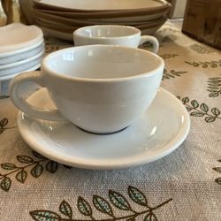 LE TAUCI 3 Oz Espresso Cups With Saucers, Demitasse Coffee Cup For Shot, Lungo, Ristretto - 3 Inch, Set Of 4, White