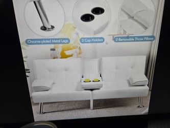 White new leather futon convertible dofa bed