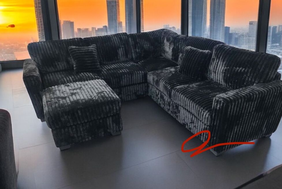 New! MIDNIGHT MADNESS! Luxurious Soft Touch~ Super Comfy Sofa Sectional! FREE XL OTTOMAN!