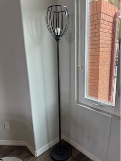 Floor standing lamp silver steel chrome light