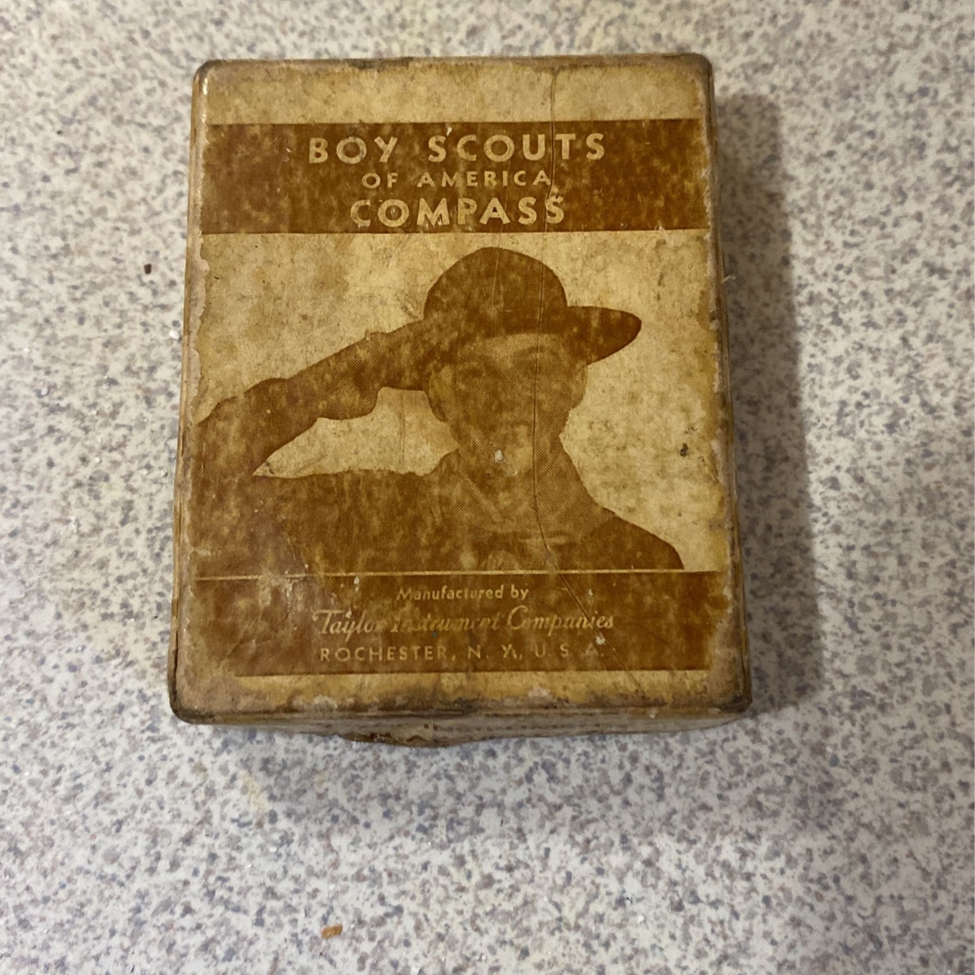 Vintage 50's Boy Scouts Bar Needle Compass #1075 W/ Box Taylor Instruments