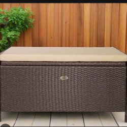 Barton Outdoor 60 Gallons Deck Box Cushion Seat Patio Storage Bench Shed, Beige SKU: 97036 