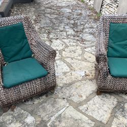 Two Wicker Chairs With Cushions 