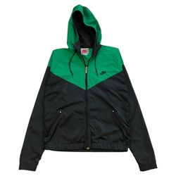 VINTAGE NIKE WINDBREAKER MENS MEDIUM M BLACK HOODIE JACKET SWEATSHIRT FULL ZIP