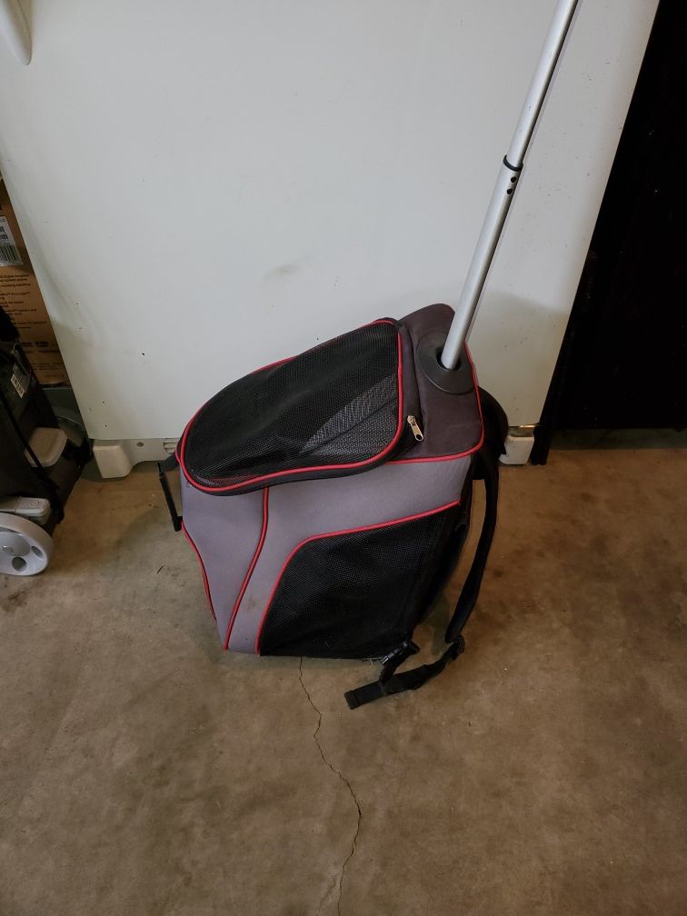 Small dog push, pull on wheels or backpack
