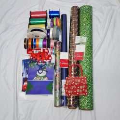 Gift Wrapping Paper, Bags, Box, And Ribbons