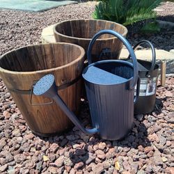 Garden Decor & 2 Dark Wood Flower Vase 14inch & 12inch New 