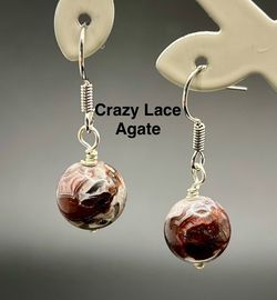 Crazy Lace Agate Genuine Stone Handmade Earrings. Gorgeous Patterns!!