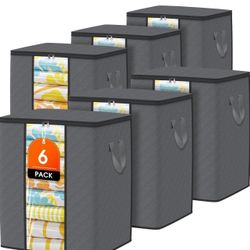 Brandnew Clothes Storage Bags, 6-Pack Comforter Blanket Organizers, 80L Large Capacity Containers with Visual Window