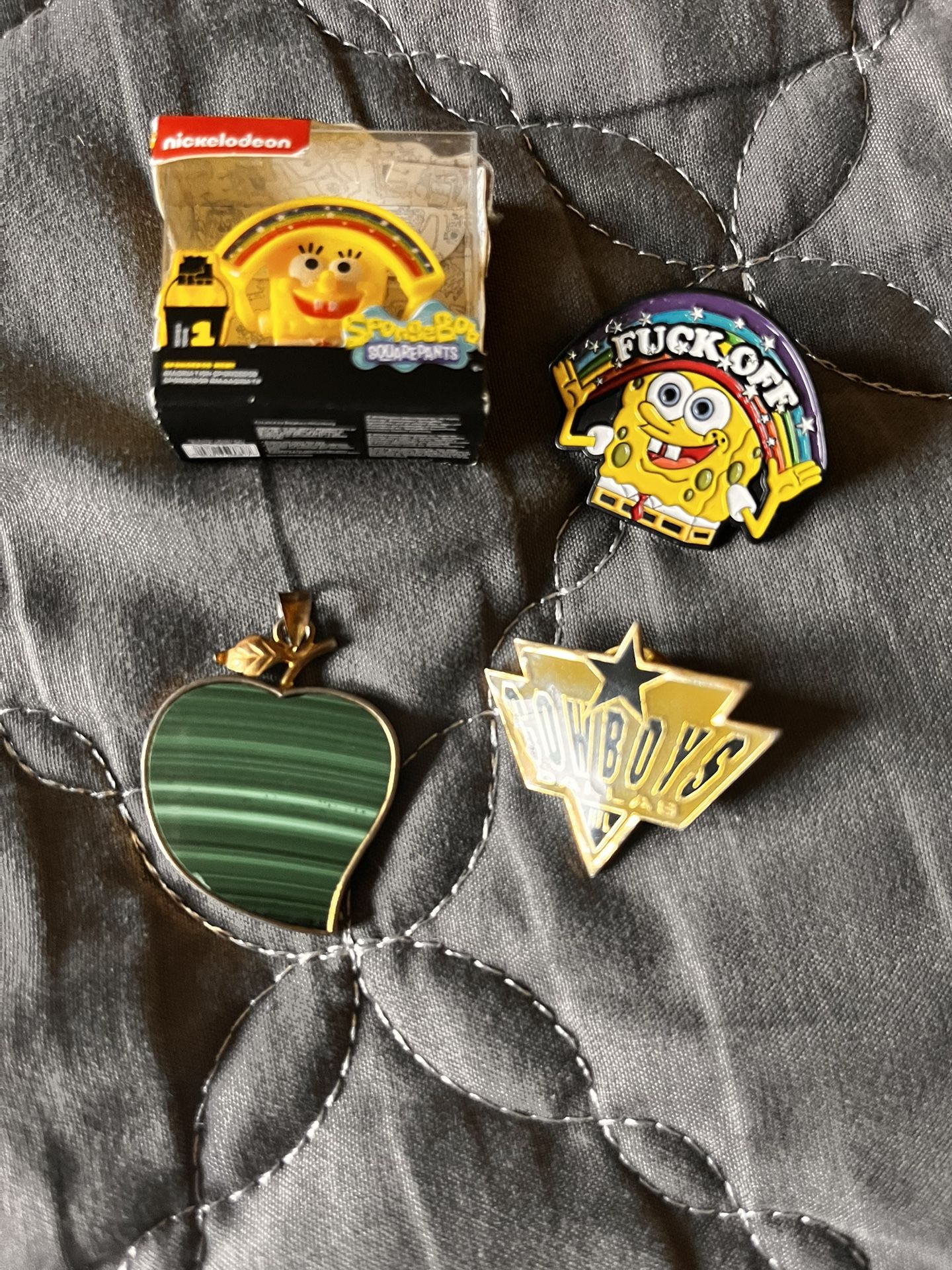 SpongeBob And Cowboys Broach Pin And Collectable Box.