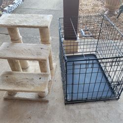 $20 Both.  Pet Stairs Cat Climber. Small 24" Pet Crate