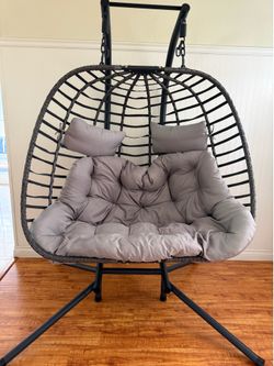 Double Hanging Egg Chair with Stand
