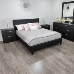 BLACK BEDROOM SET - JUEGO DE CUARTO COLOR NEGRO 