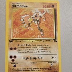Pokemon Card Hitmonlee 22/62 Fossil Set Non Holo Rare WOTC 1st Edition