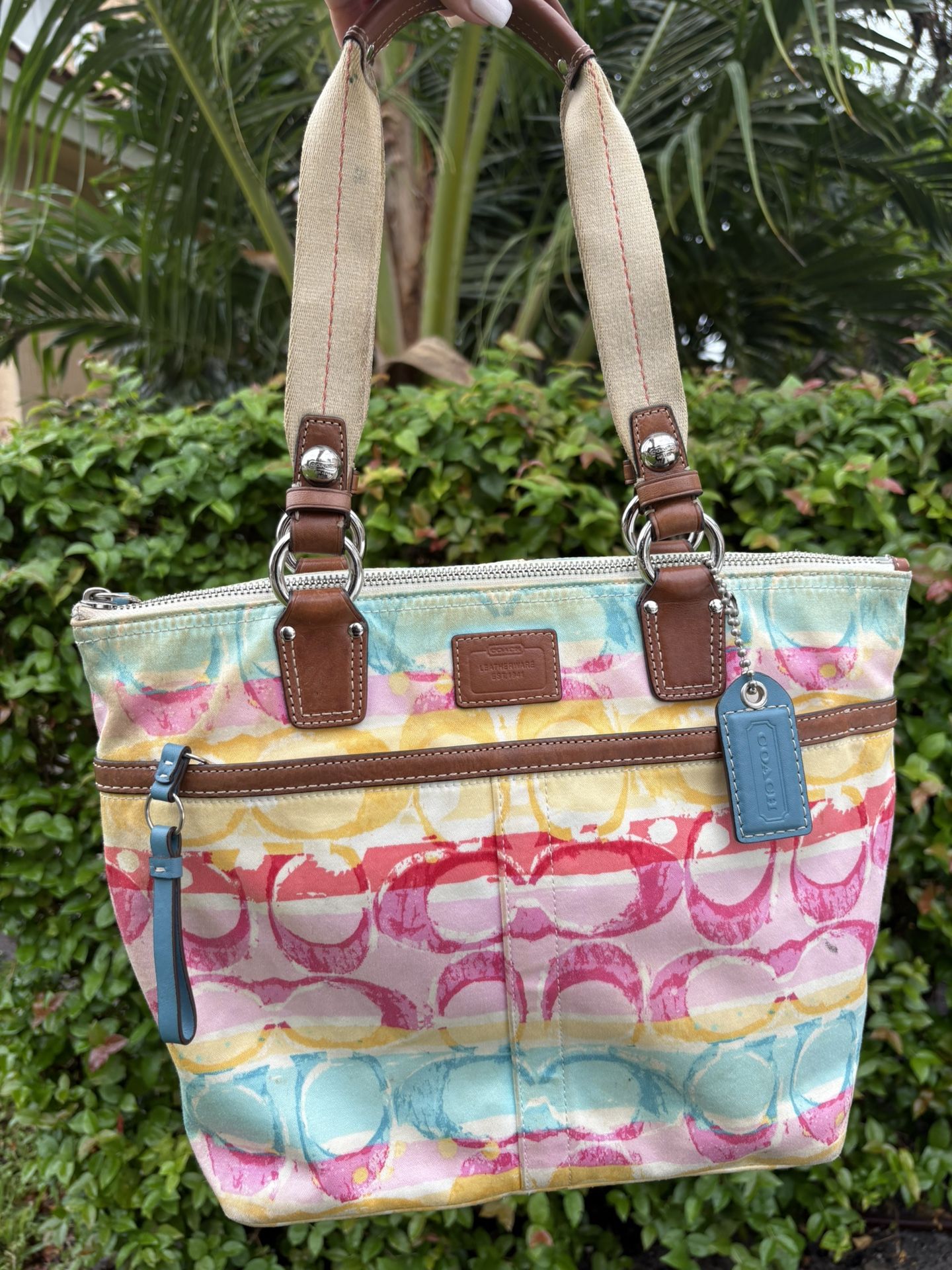 VINTAGE COLORFUL COACH HANDBAG