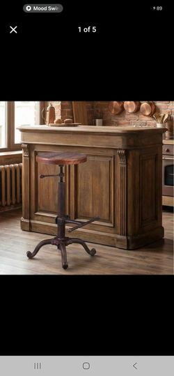 Tractor Seat Bar Stool Adjustable Swivel Wood Counter Stool Industrial Rustic