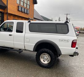 White Truck Canopy with Rack for Ford Ranger Extended Cab