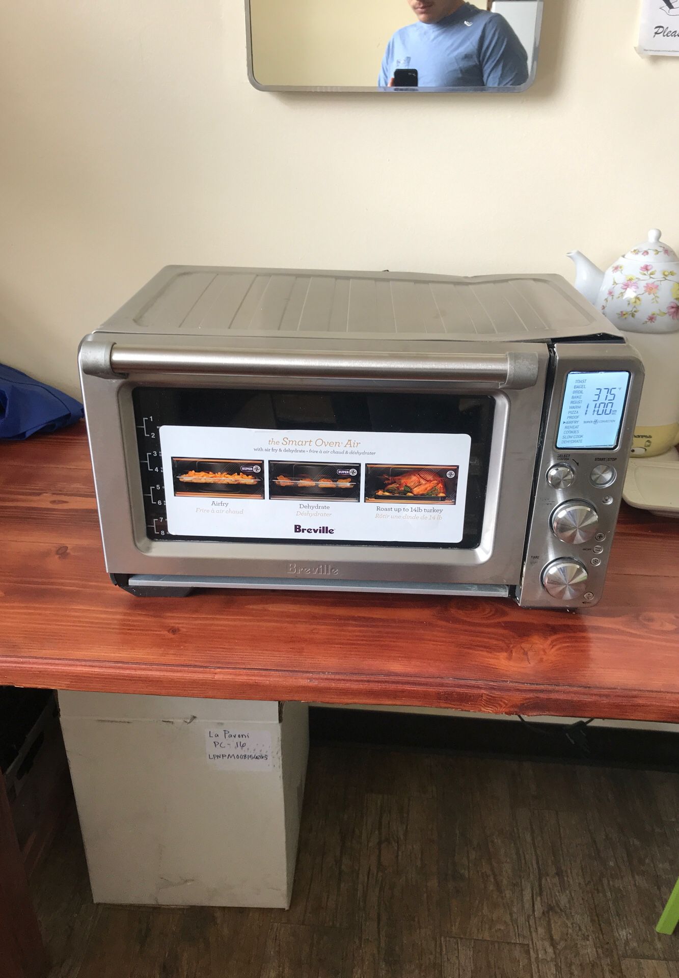 Cosmetically dented Breville BOV900BSS Convection and Air Fry Smart Oven Air, Brushed Stainless Steel with trays still in the bag