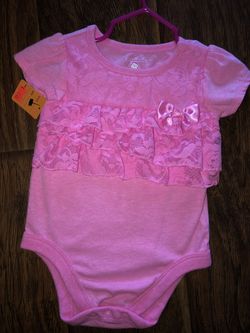 Pink Ruffle Lace Onesie - 12 Months