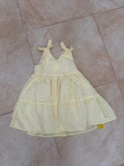 Girls Yellow Eyelet Sundress with Tie Straps