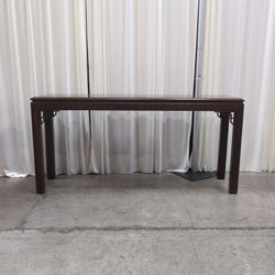 Traditional Dark Wood Console Table with Burl Inlay