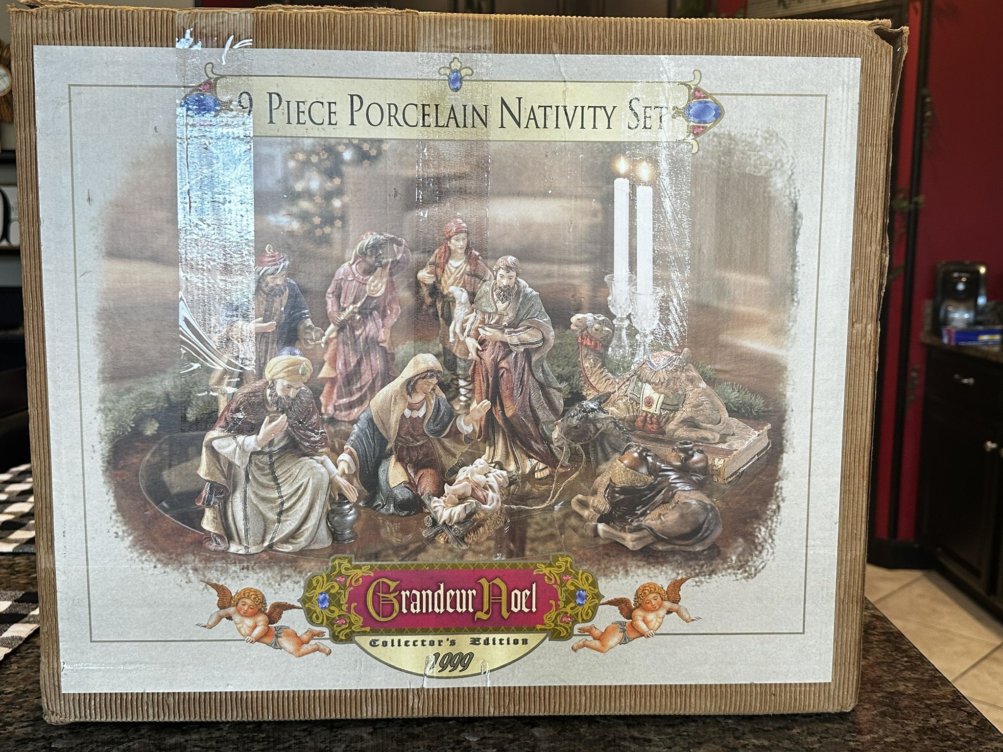 Grandeur Noel Collectors Edition 9 Piece Porcelain Nativity Large 1999 N0128