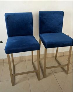 Bar stools velvet blue 2 included
