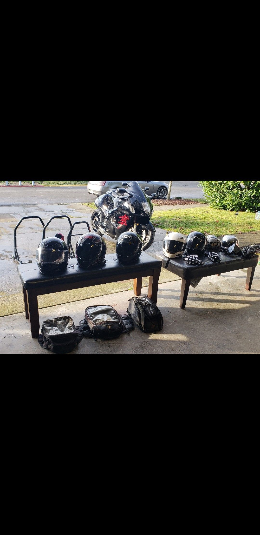 Motorcycle helmets,tank bags, gloves