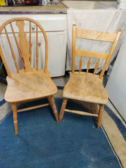 2 unmatching straight back chairs, unfinished.