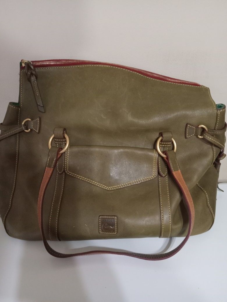 Dooney & Bourke Florentine Olive Leather Satchel Bag