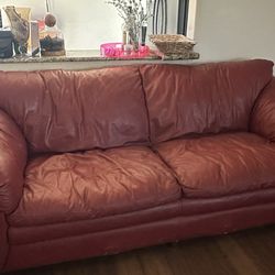 Leather couch Red set of 2