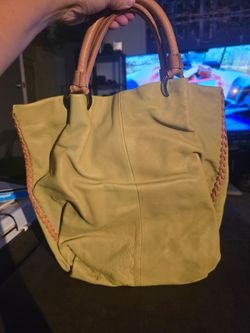 Light Green Leather Tote Bag