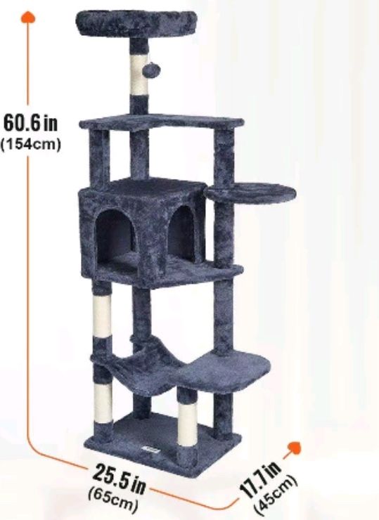 New 60.1inch Cat Tree Tower—-dark Grey