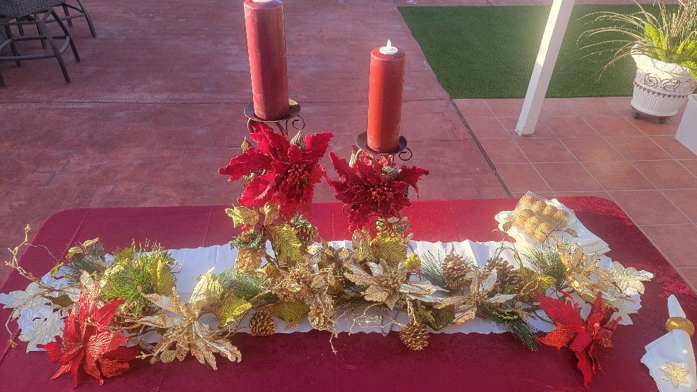 Bonito Adorno con 2 candelavros de metal 2 velas