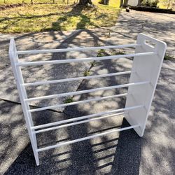 White Wood & Metal Rack For Toy Bins