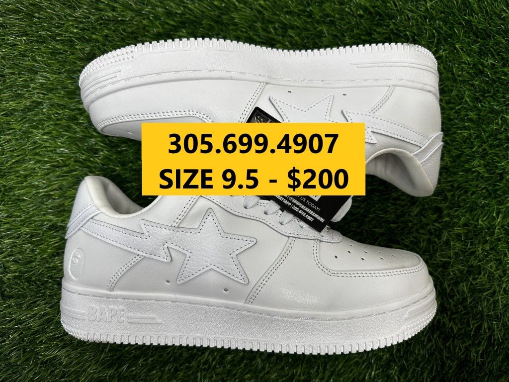 A BATHING APE BAPES STA LOW WHITE NEW SNEAKERS SHOES MEN SIZE 9.5 43 A5