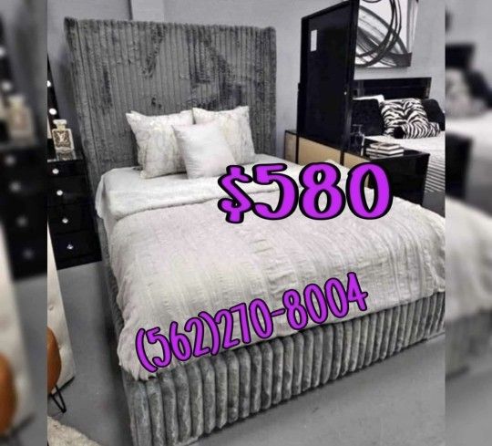 NEW QUEEN BED FRAME AND MATTRESS