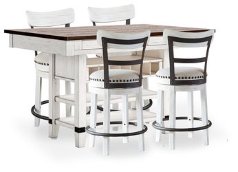 Valebeck White/Brown Counter Height Dining Table with 4 Barstools