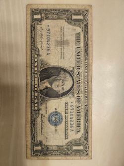 1957 US $1 Silver Certificate Banknote Circulated Star Note Uncertified