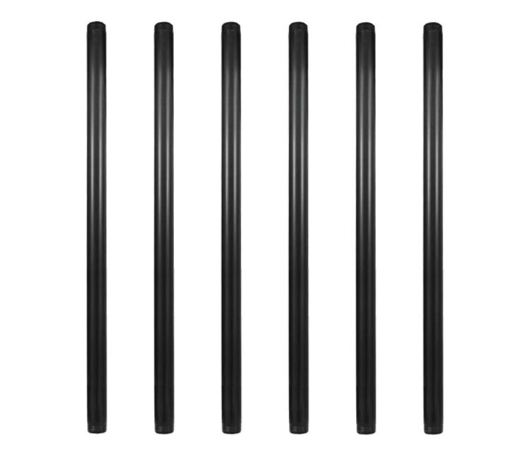 6 Pack 3/4" × 24" Pre-Cut Black Metal Pipe, 